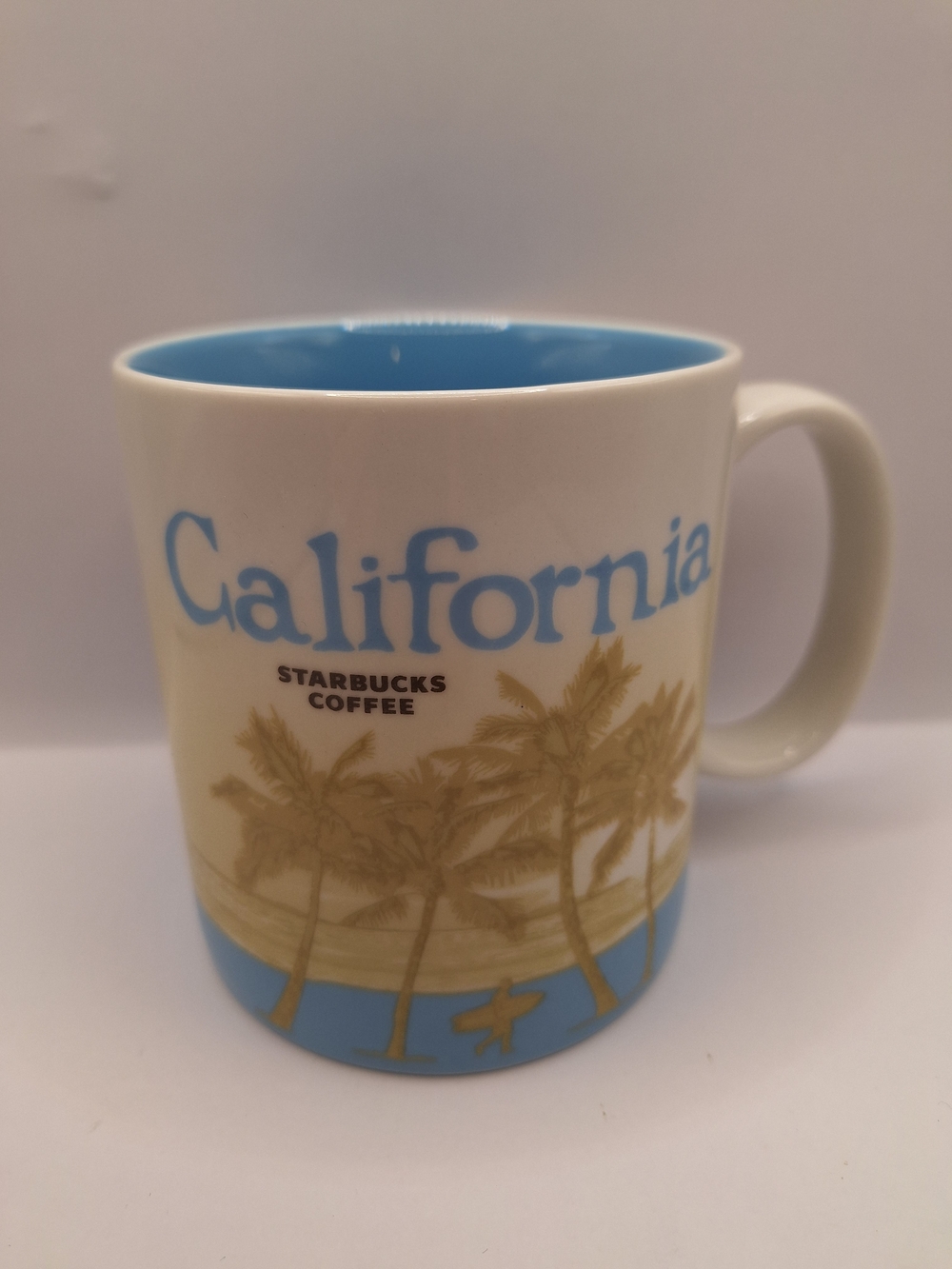 Starbucks California Palm Trees Coffee Mug Blue Interior 2011 Collectible Cup